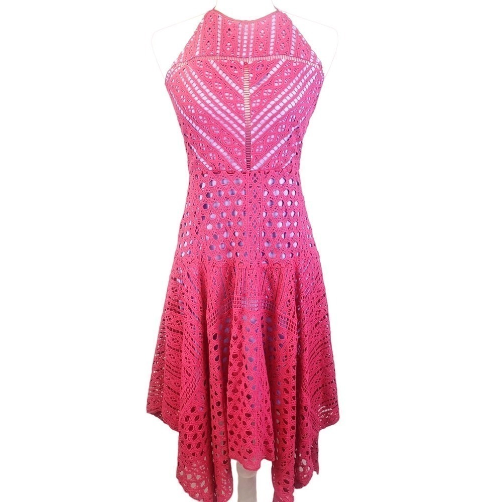 Parker Tatum Assymetrical Crochet Halter Dress Sz S